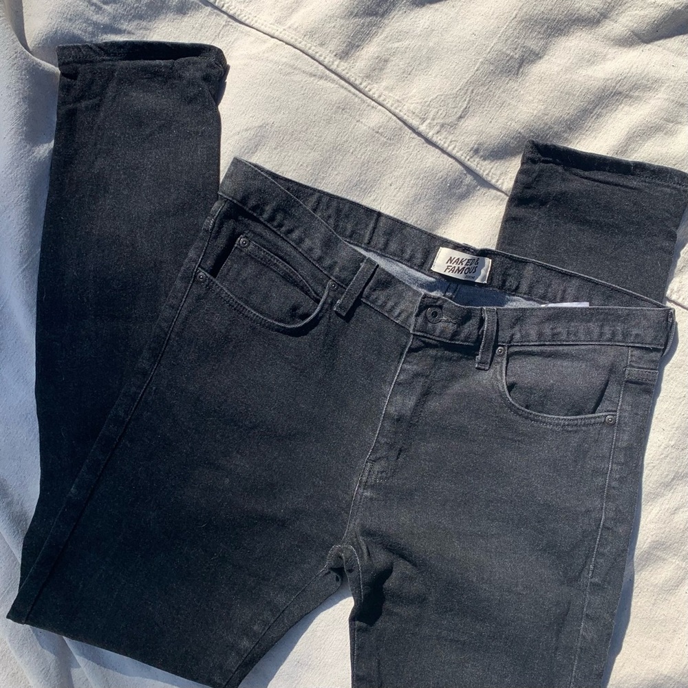 Naked & Famous - Super Guy - Ash Black Stretch size 36